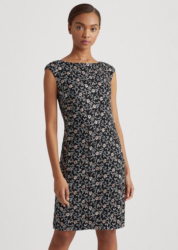 Women's Ralph Lauren Embroidered Cap-Sleeve Dresses | 642981EBN